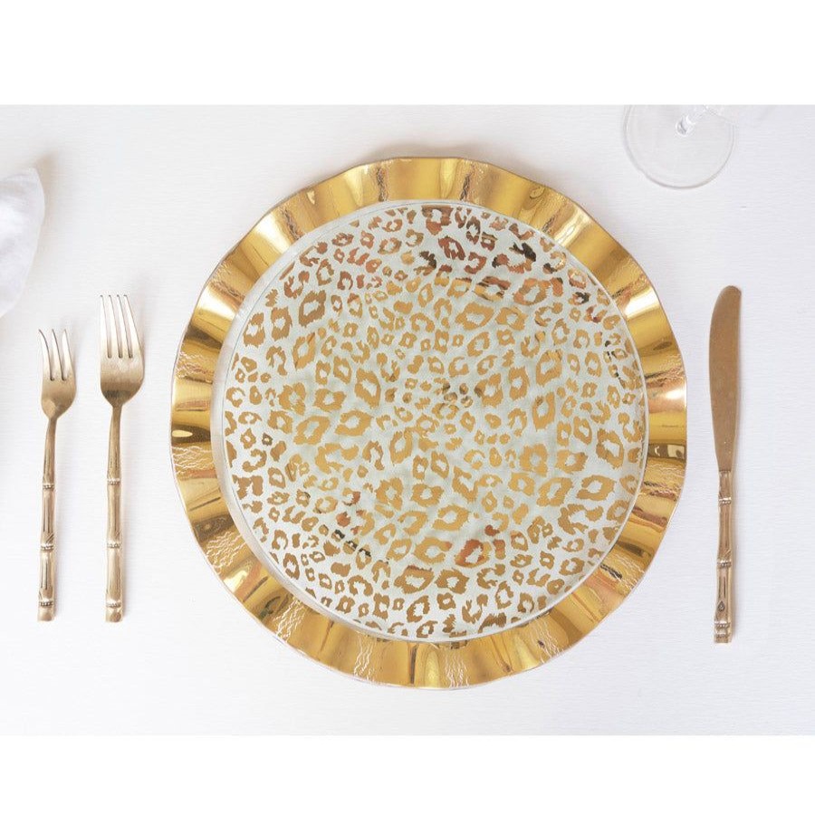 Dinnerware Annieglass | Cheetah Round Dinner Plate 24K Gold