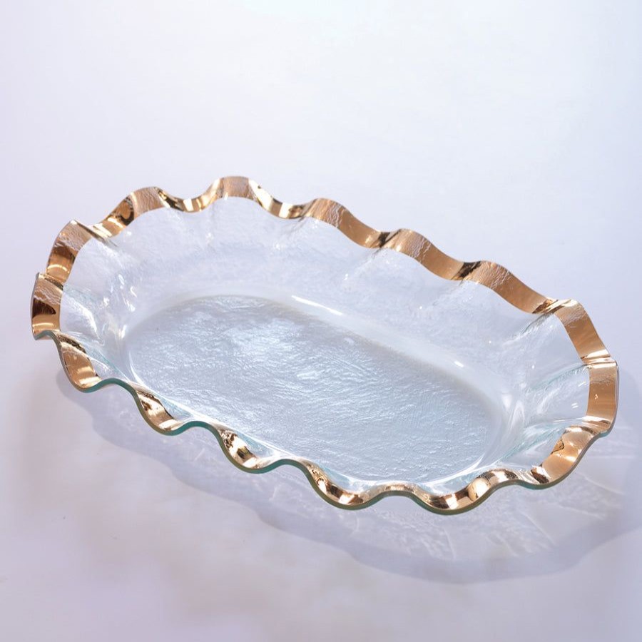 Platters & Bowls Annieglass | Ruffle Large Shallow Oval Bowl