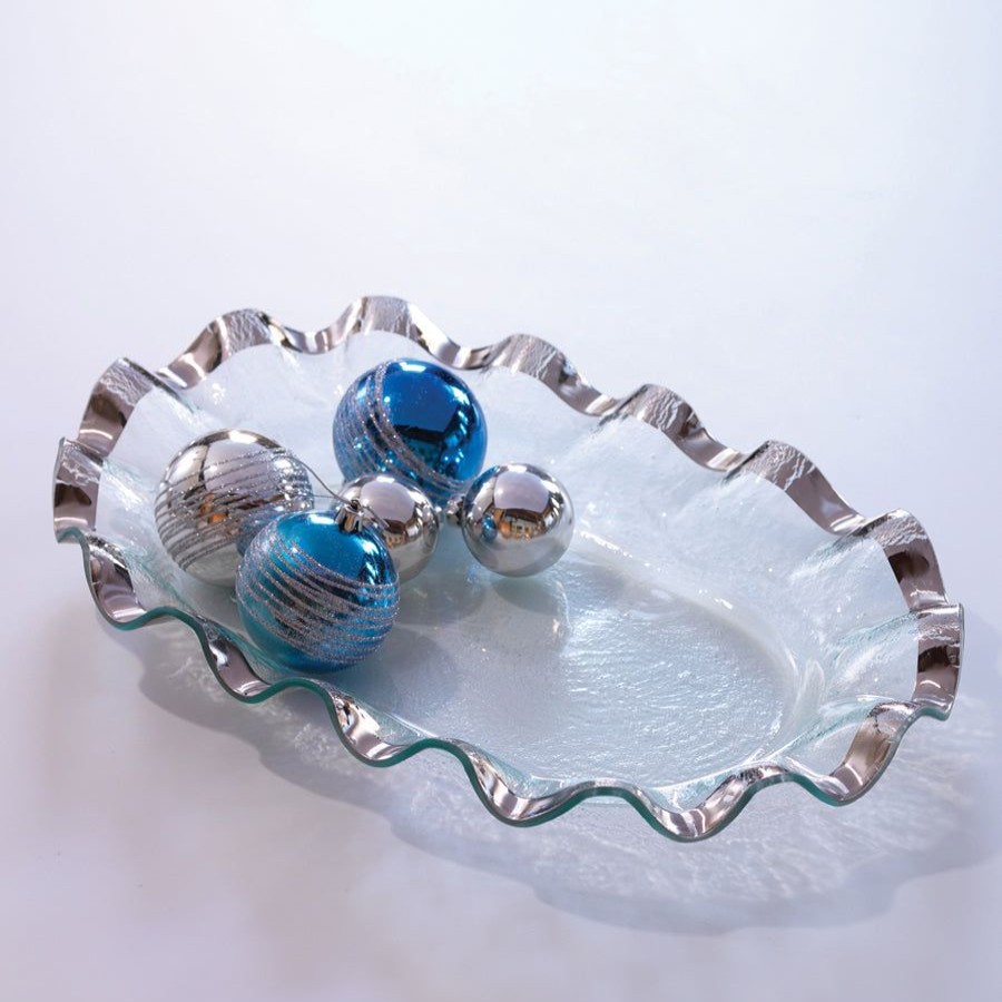 Platters & Bowls Annieglass | Ruffle Large Shallow Oval Bowl