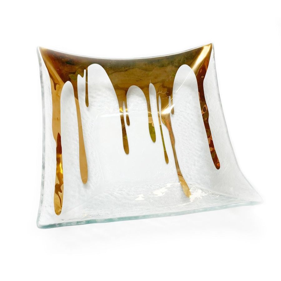 Platters & Bowls Annieglass | Splatter Square Bowl 24K Gold