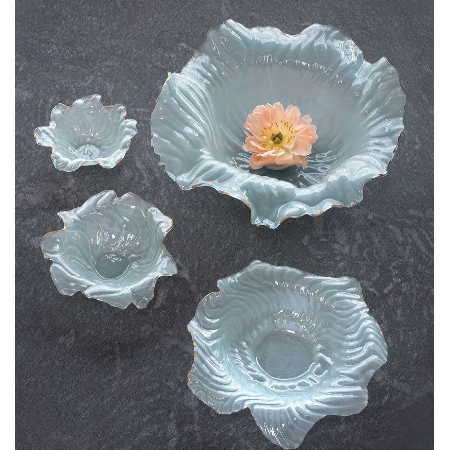 Home Decor Annieglass | Poppy Small Bowl Frosted / 24K Gold Trim