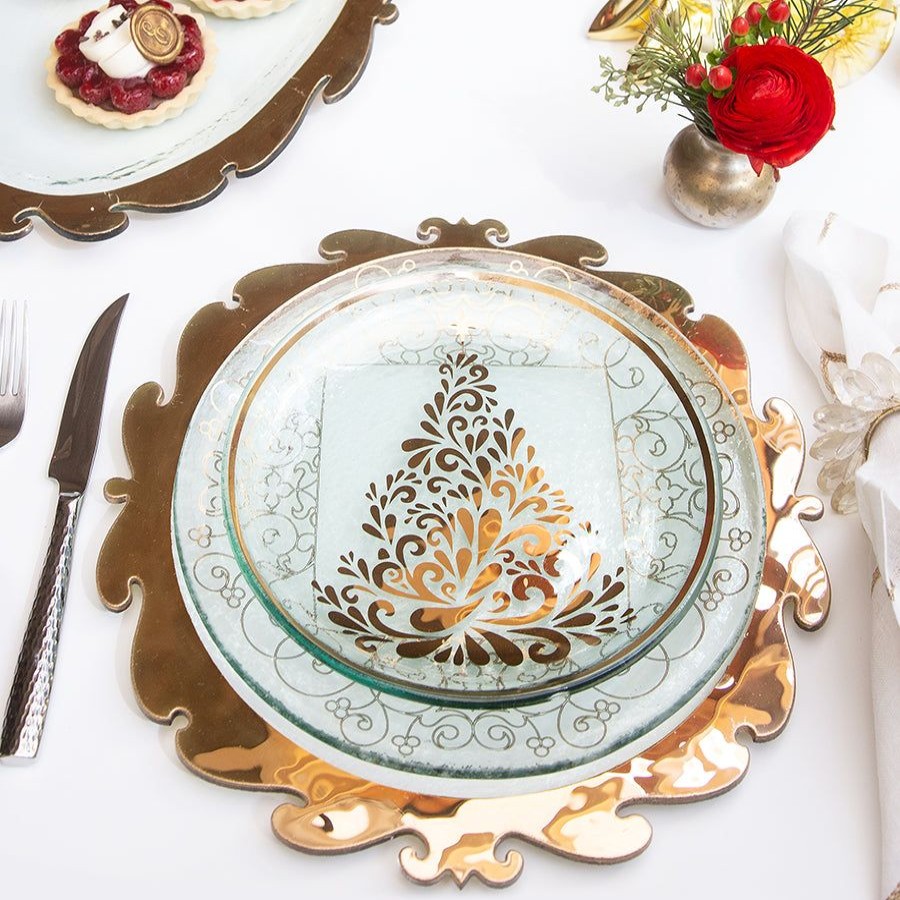 Dinnerware Annieglass | 2022 Christmas Tree Plate 24K Gold