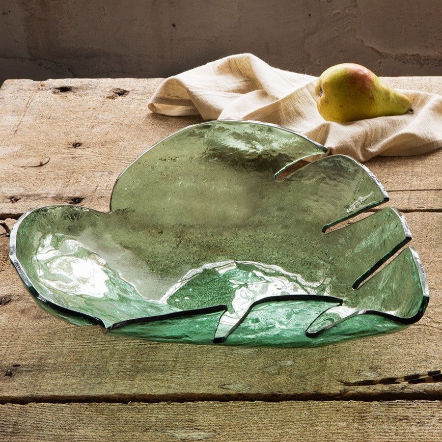 Platters & Bowls Annieglass | Leaves Large Palm Frond Bowl Green