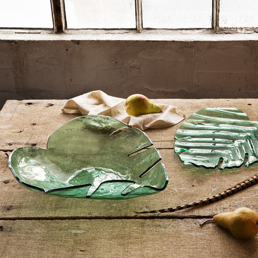 Platters & Bowls Annieglass | Leaves Large Palm Frond Bowl Green