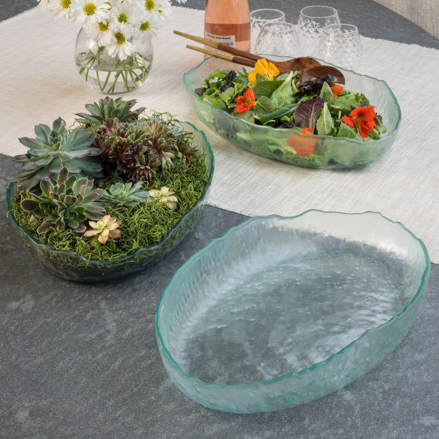 Platters & Bowls Annieglass | Salt Oval Serving Bowl Clear